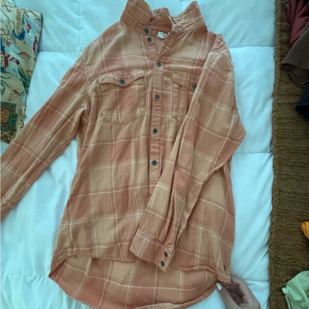 Roxy Orange Plaid Button-Up Shirt